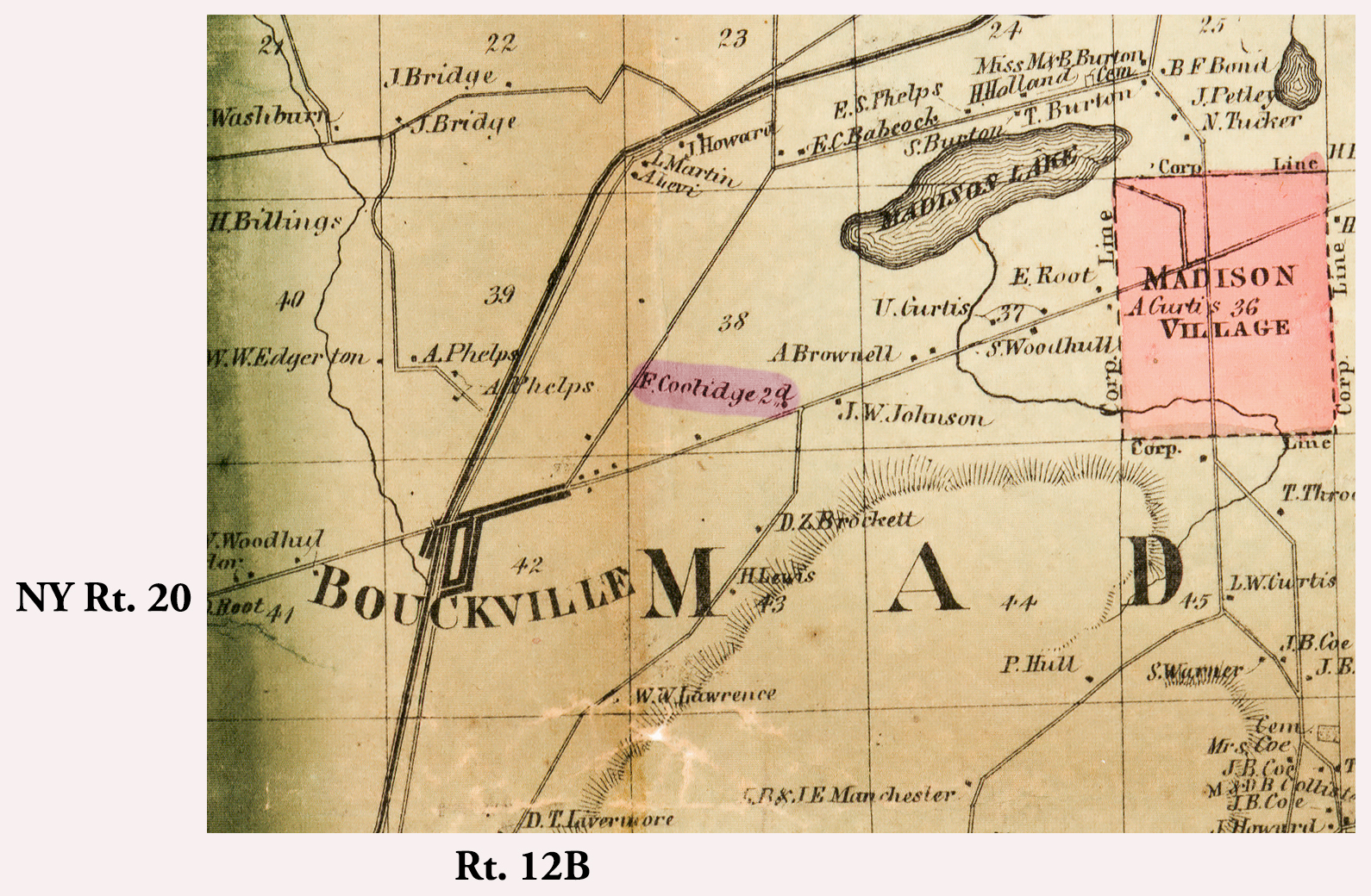 1859 Madison County Coolidge Hop Kiln Map Excerpt